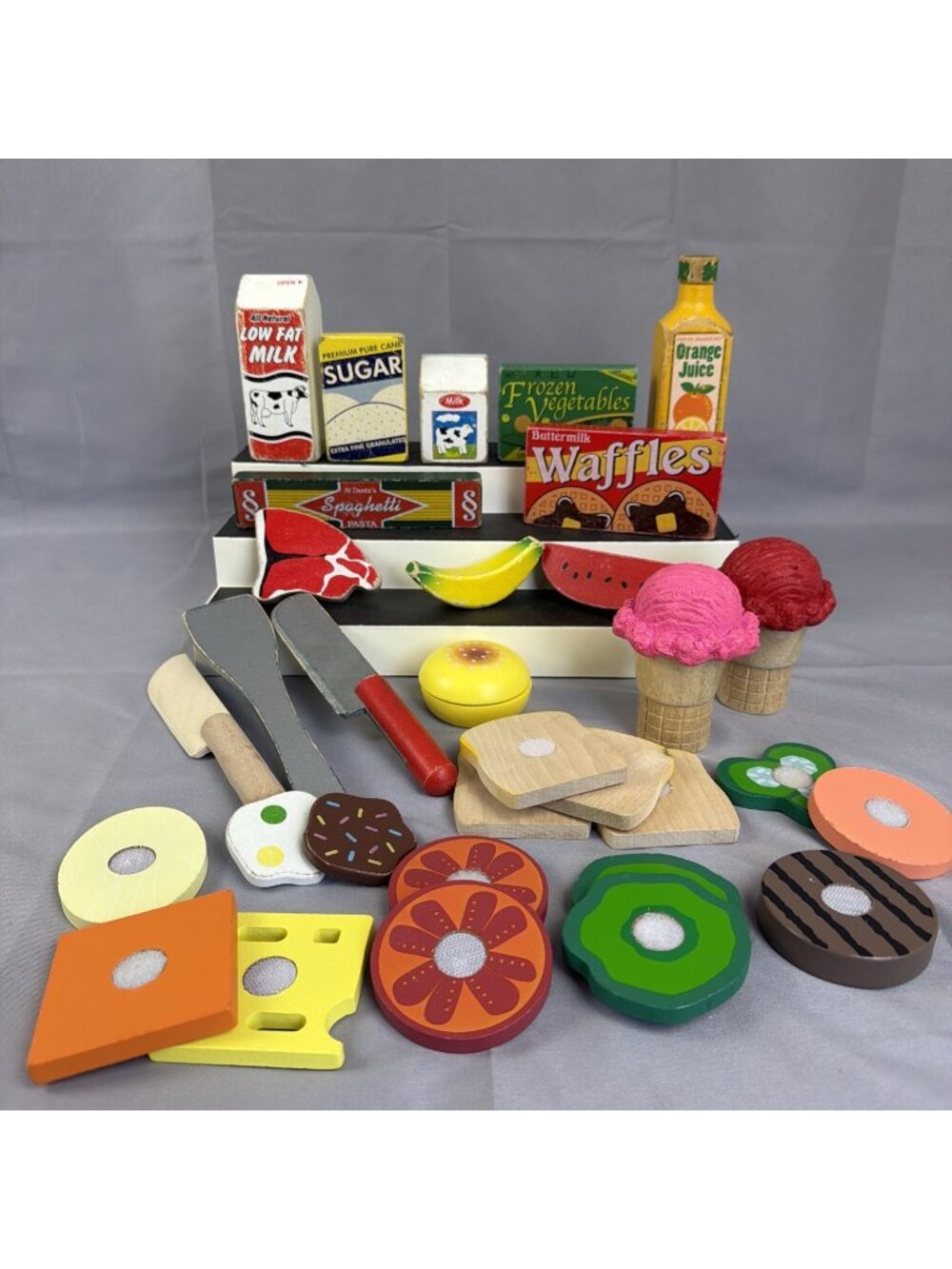 Melissa & Doug Cutting Fruit Vegetable Lot Wood Pretend Play Stack Food Kitchen
